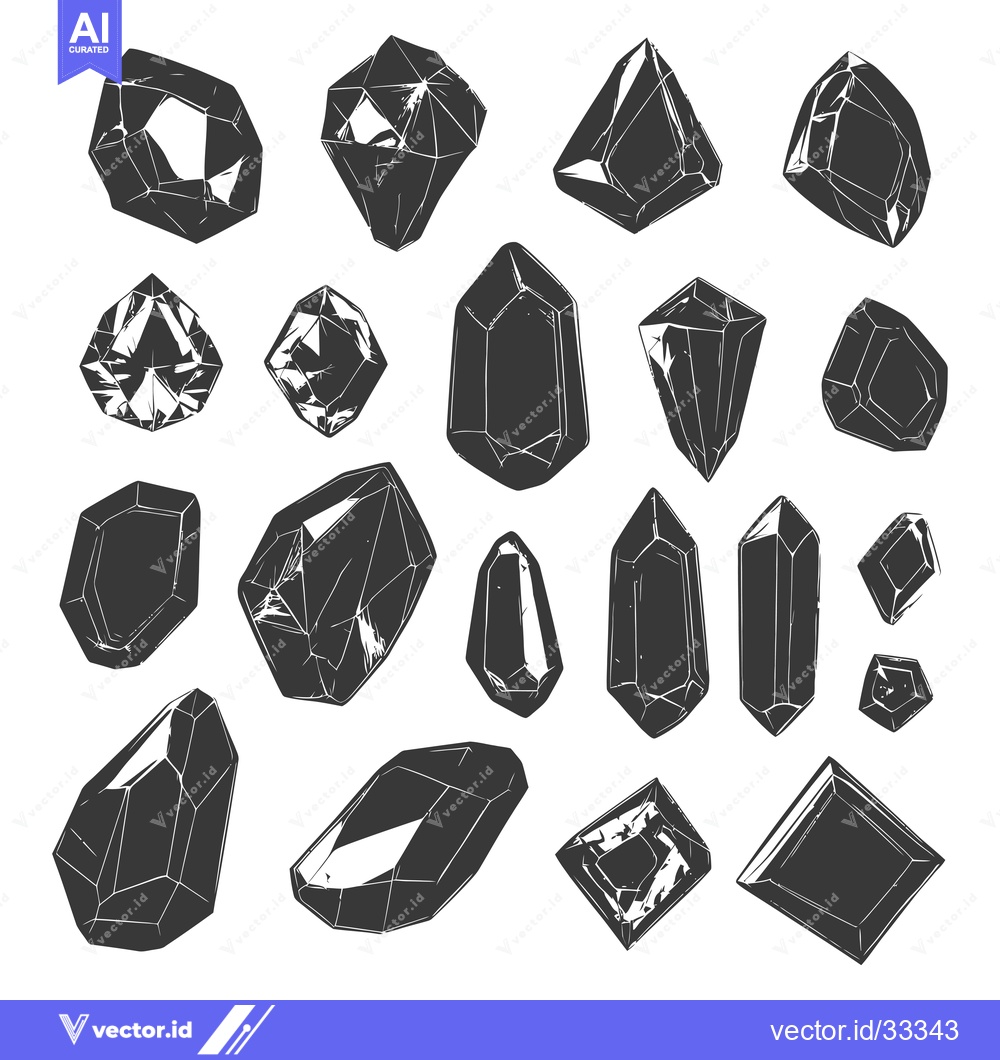 Premium Vector of Collection of Hand-Drawn Crystal Shapes in Black and White