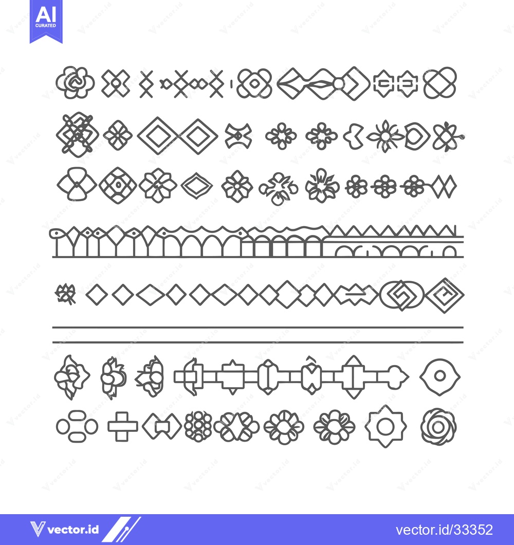 Premium Vector dari Collection of Hand-Drawn Geometric and Floral Design Elements