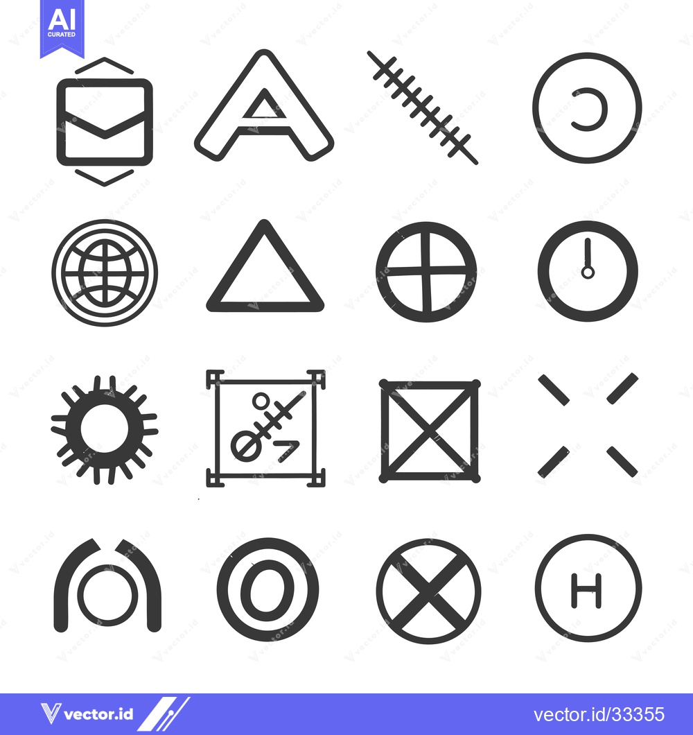 Premium Vector dari Collection of Hand-Drawn Geometric Shapes and Symbols