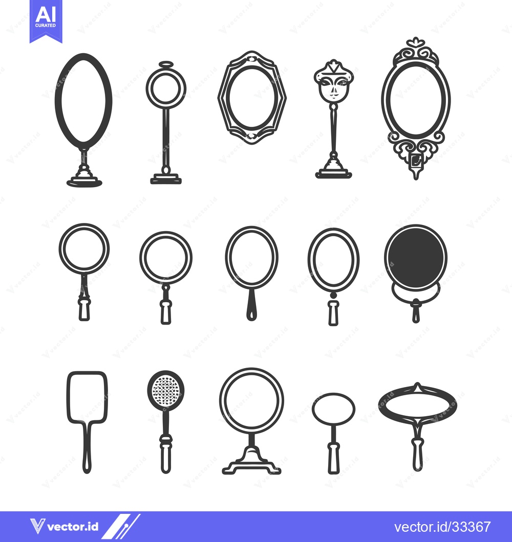 Premium Vector dari Collection of Hand-Drawn Mirror Designs with Various Styles