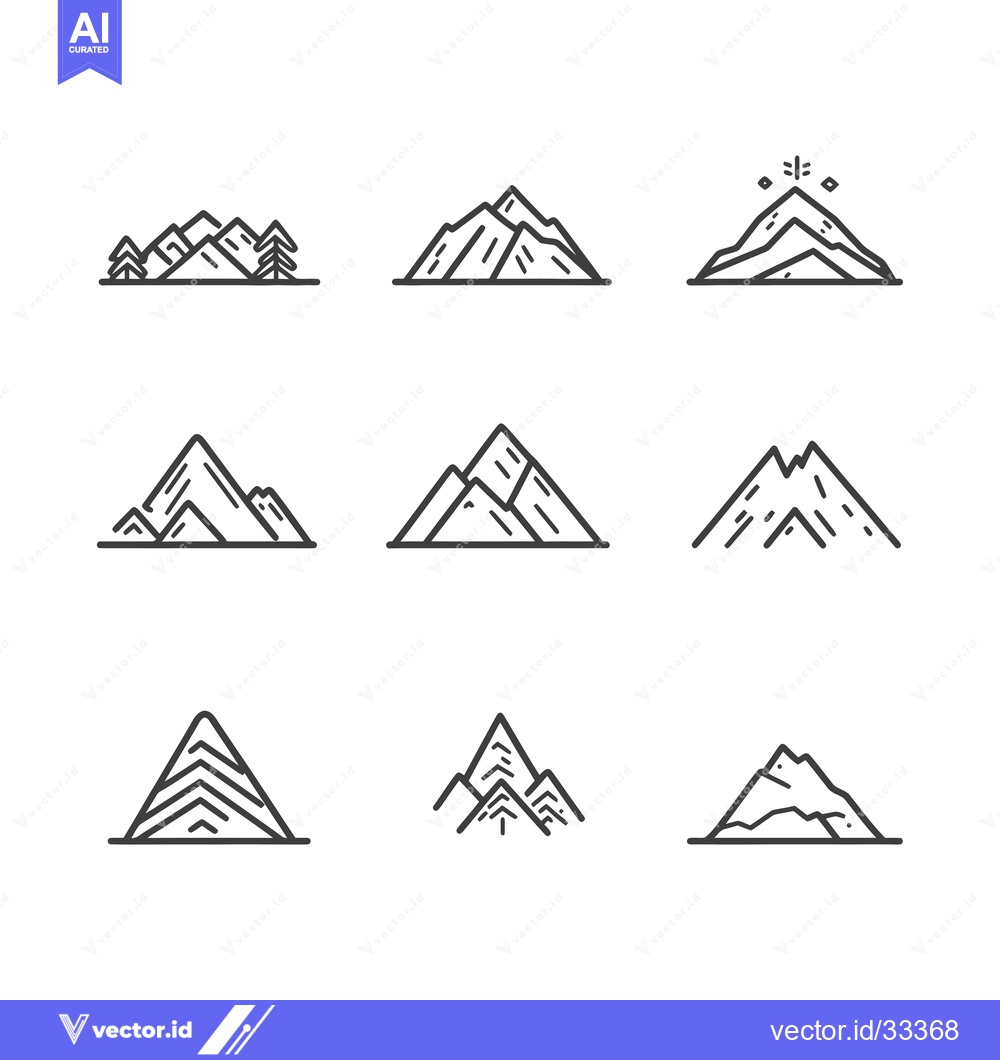Premium Vector dari Collection of Hand-Drawn Mountain Illustrations