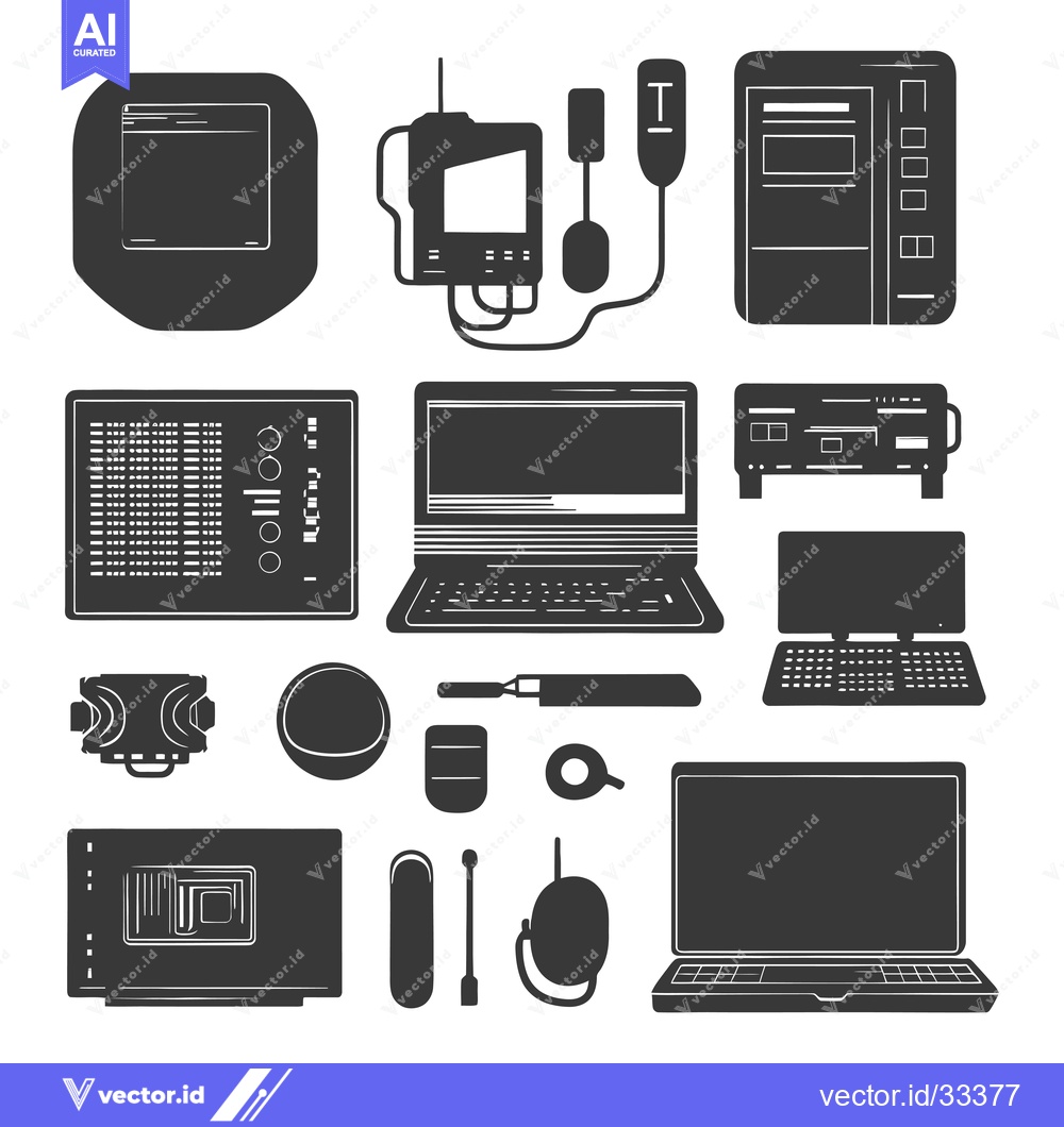 Premium Vector of Collection of Hand-Drawn Silhouettes of Electronic Devices