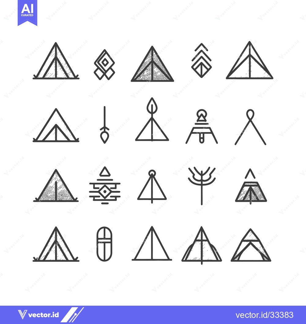 Premium Vector dari Collection of Hand-Drawn Tent and Geometric Icons