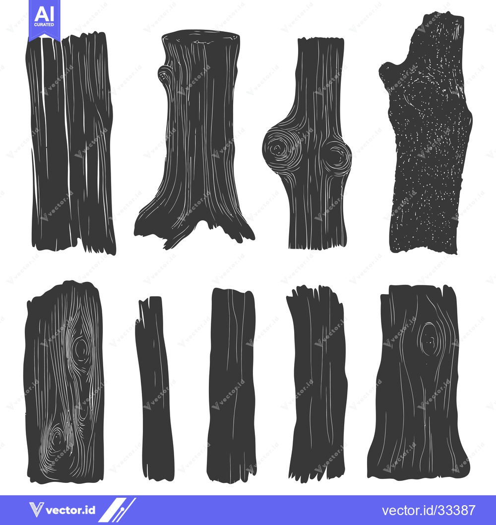 Premium Vector of Collection of Hand-Drawn Wood Textures with Knots and Grain Patterns