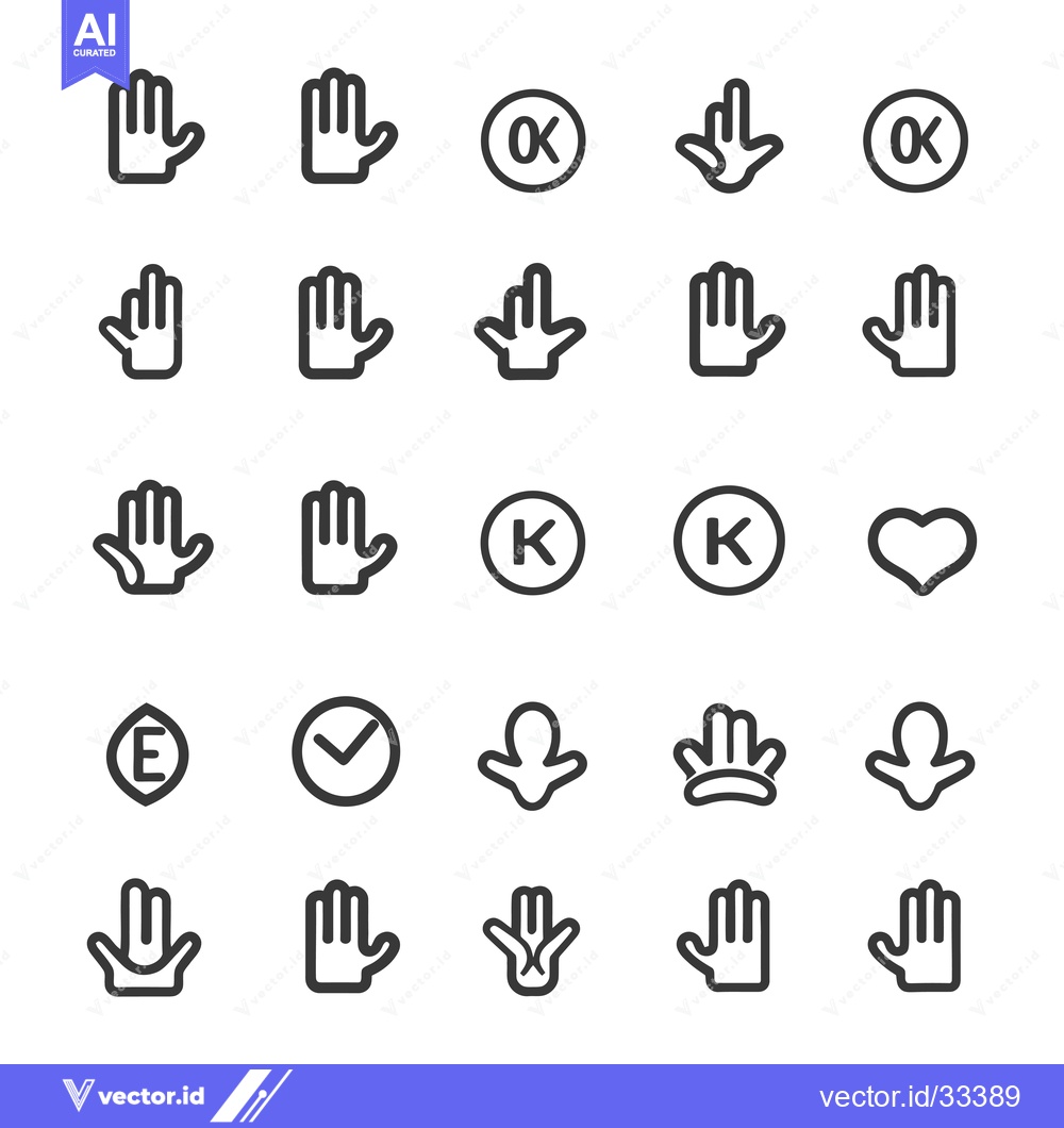 Premium Vector of Collection of Hand Gestures and Symbols in Line Art Style