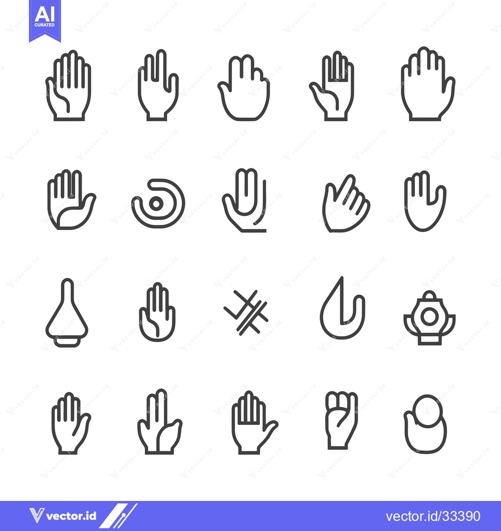 Premium Vector of Collection of Hand Gestures and Symbols in Outline Style