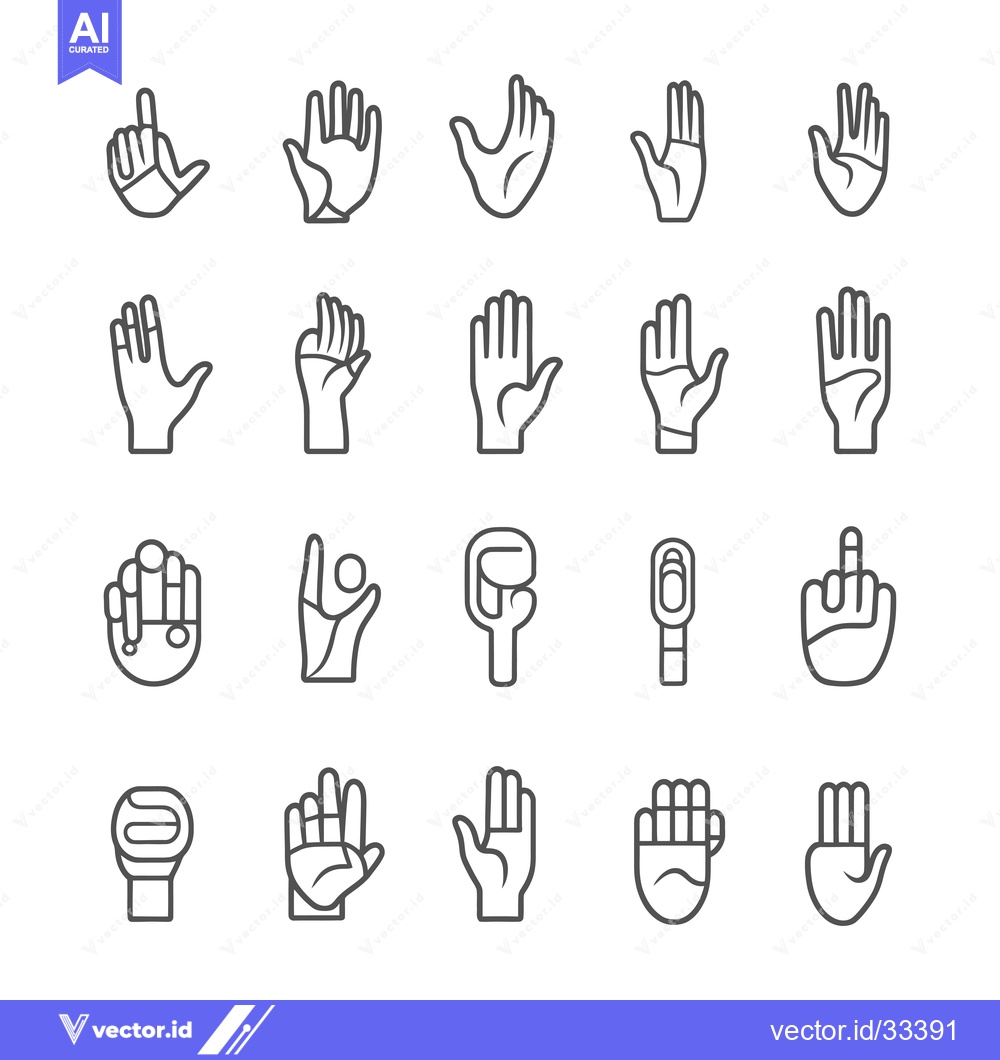 Premium Vector dari Collection of Hand Gestures Illustrated as Line Art Icons