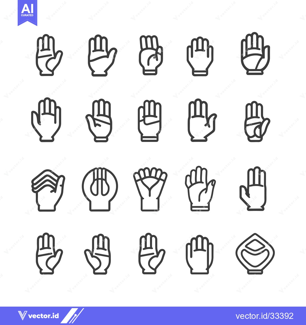Premium Vector of Collection of Hand Gestures in Line Art Style