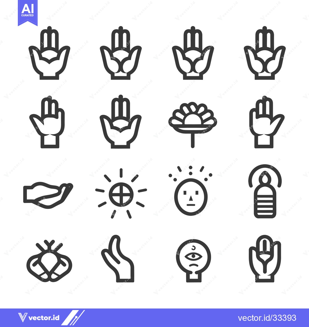 Premium Vector of Collection of Hand Gestures, Symbols, and Mystical Icons