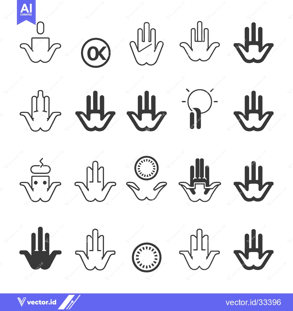 Premium Vector of Collection of Hand Icons with Various Symbols and Gestures