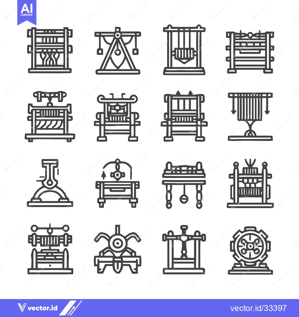 Premium Vector of Collection of Weaving Machines - Vintage Textile Equipment.