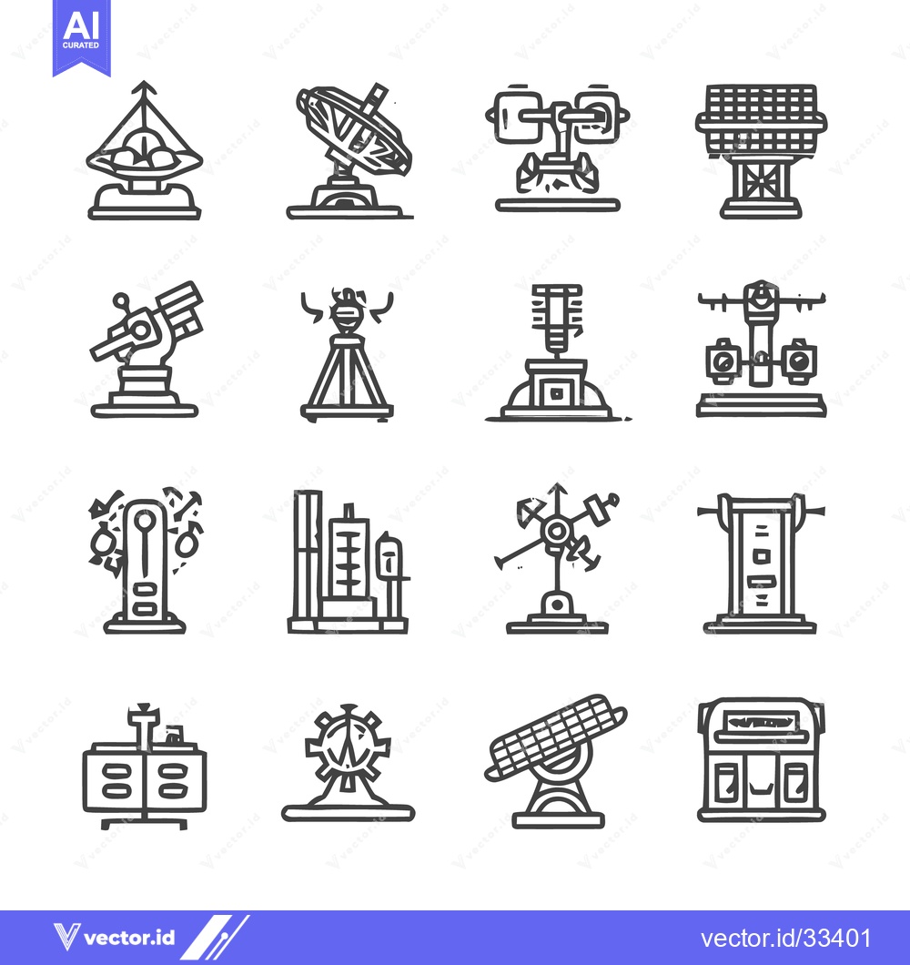 Premium Vector dari Collection of Various Technological and Scientific Equipment Icons.