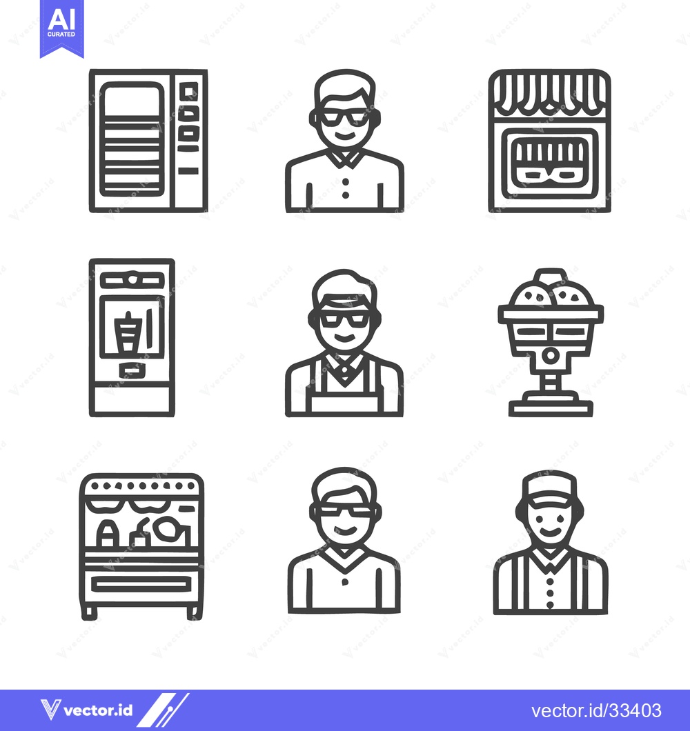 Premium Vector of Various icons of people and food-related objects.