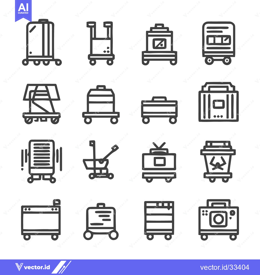 Premium Vector dari Collection of Luggage and Cart Icons for Travel and Transport.