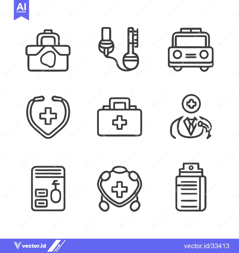 Premium Vector of Medical Icons - Healthcare, Ambulance, and First Aid Kit Illustrations