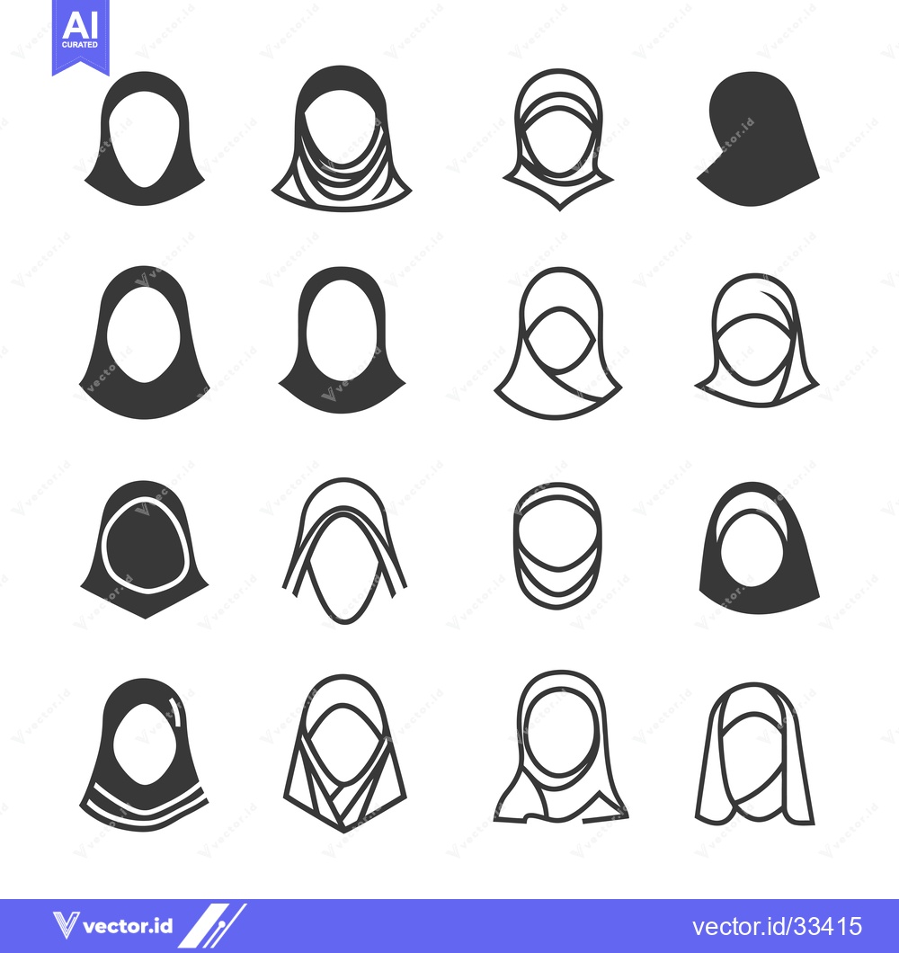 Premium Vector dari Collection of Hijab Styles in Different Designs and Variations