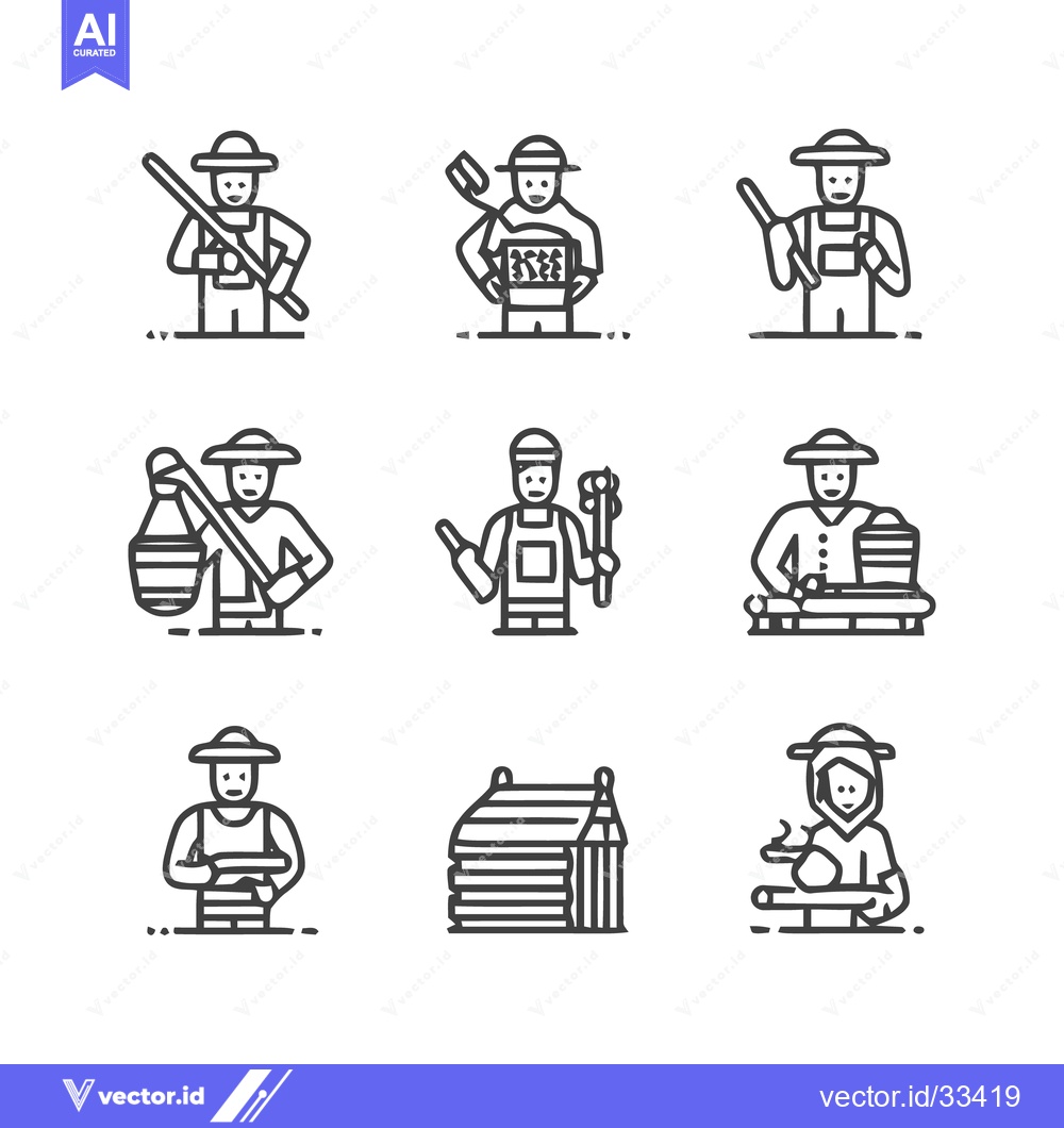 Premium Vector dari Farmers and Agriculture Icons - A Detailed Collection.