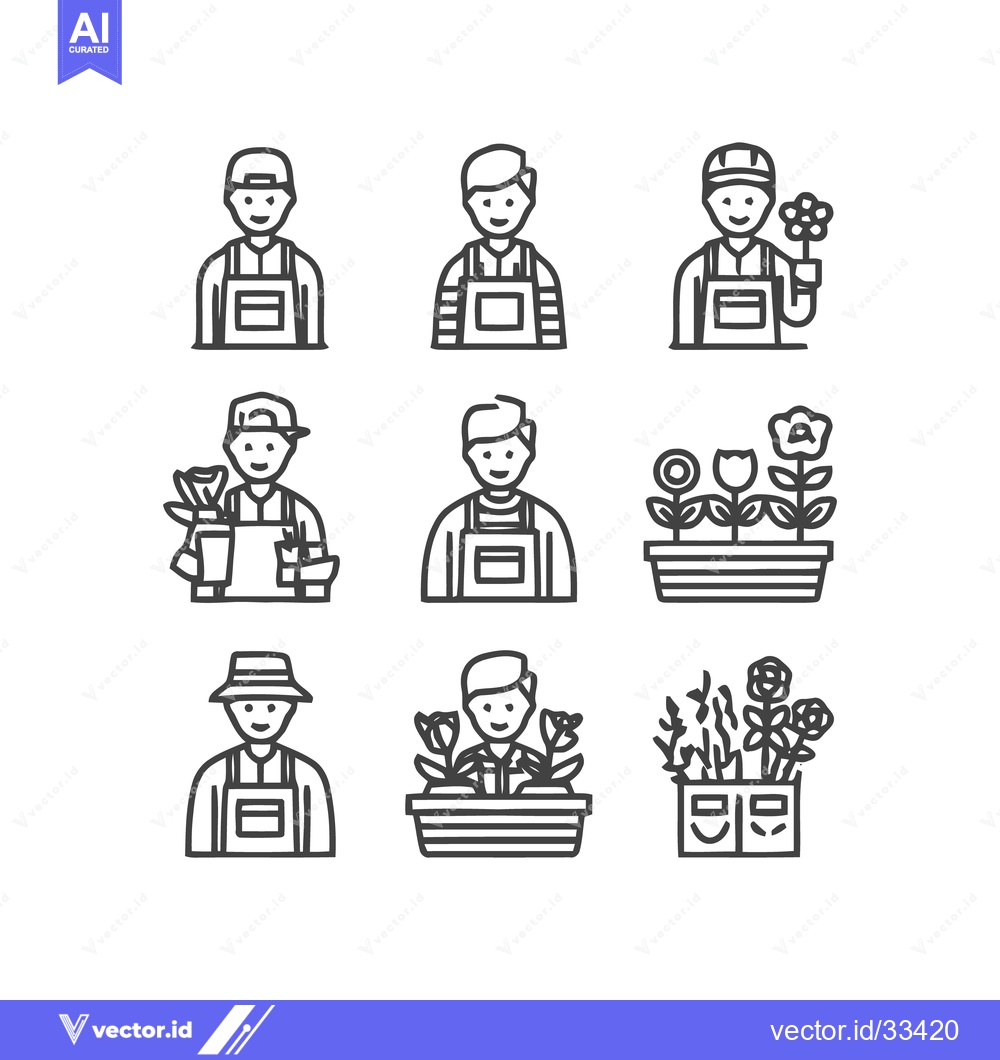 Premium Vector of Florist Icons - A Collection of Line Art Illustrations.