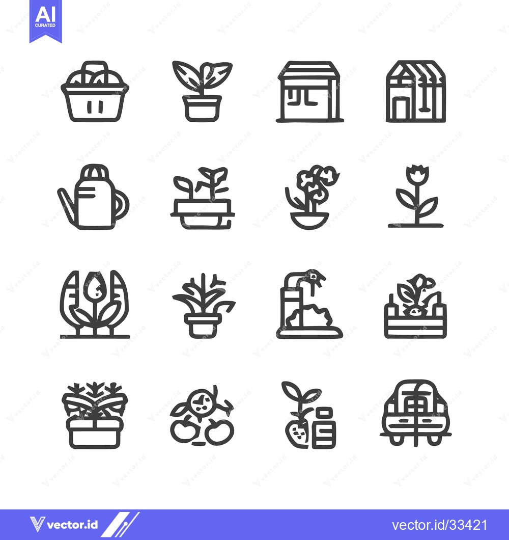 Premium Vector dari Gardening Icons - A Collection of Plant and Garden Symbols.