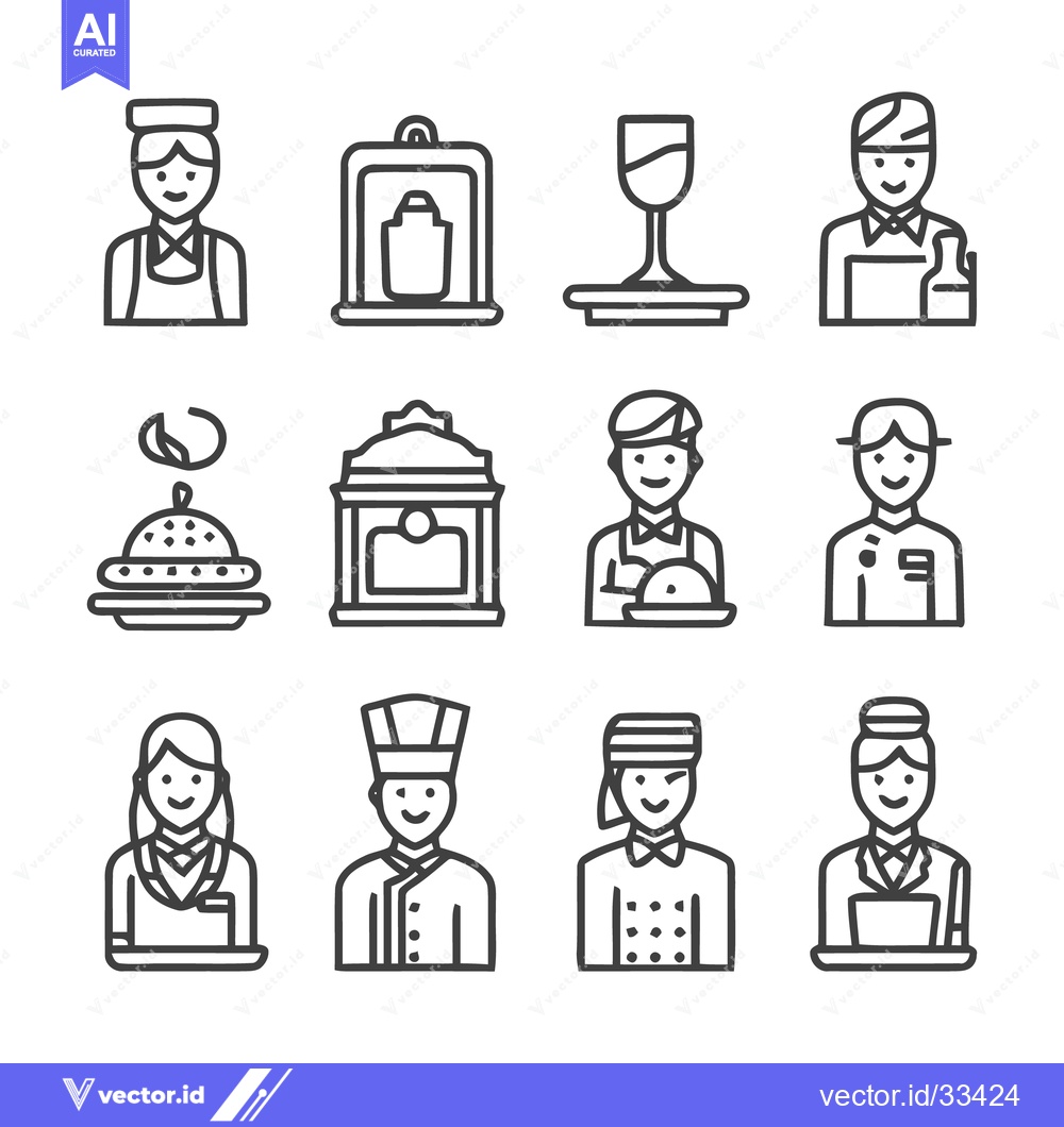Premium Vector of Restaurant and Hospitality Service Icon Set for Business.