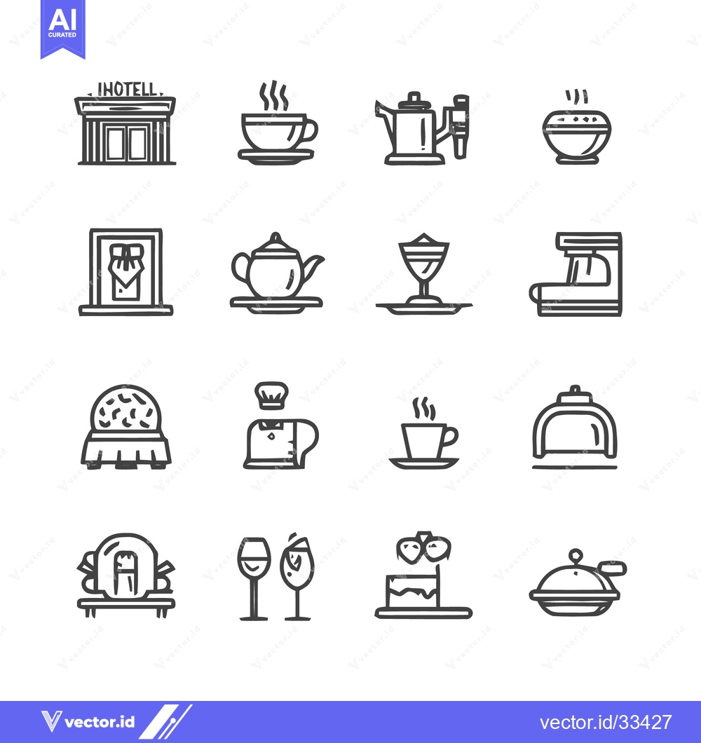 Premium Vector of Restaurant and Cafe Icons - A Minimalist Vector Illustration Set.