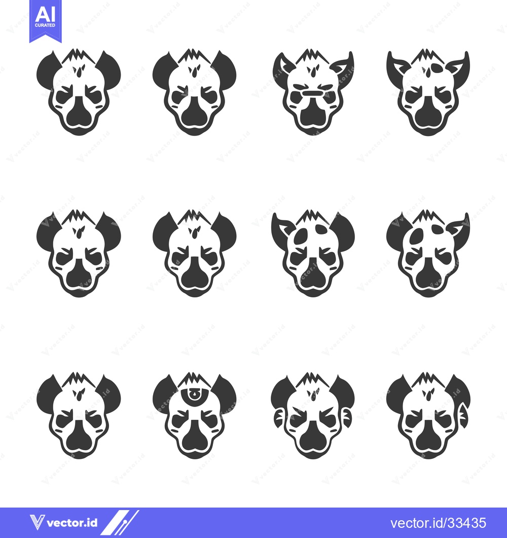 Premium Vector dari Collection of Hyena Skull Icons with Different Variations