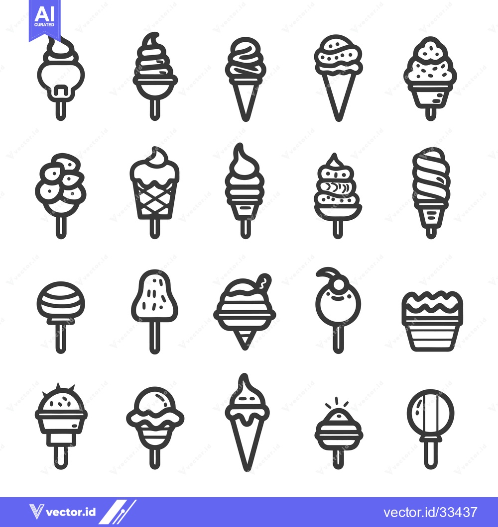 Premium Vector of Collection of Ice Cream and Popsicle Line Icons