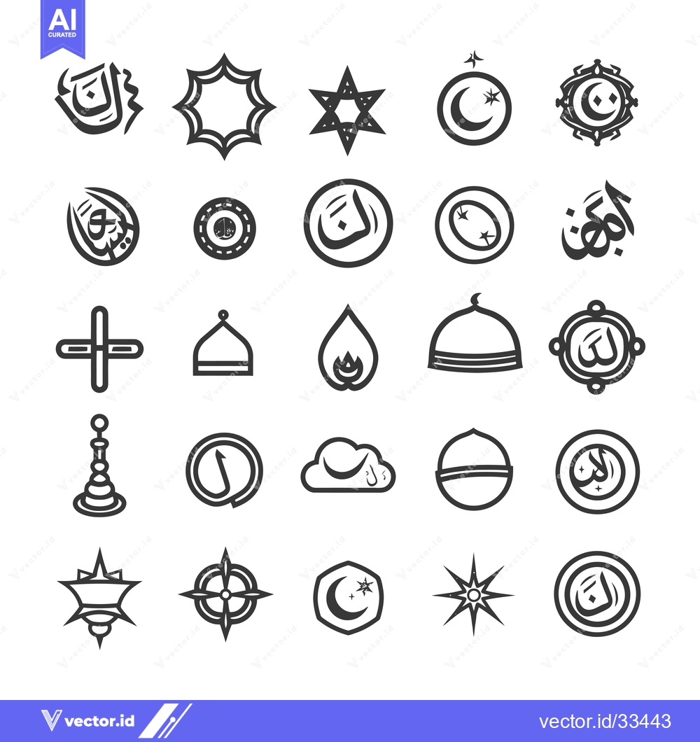 Premium Vector of Collection of Islamic Symbols and Calligraphy