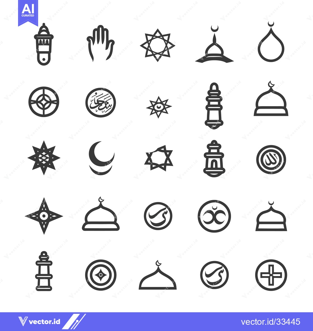 Premium Vector dari Collection of Islamic Symbols and Icons