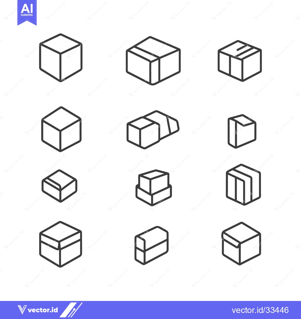 Premium Vector of Collection of Isometric Box Line Icons