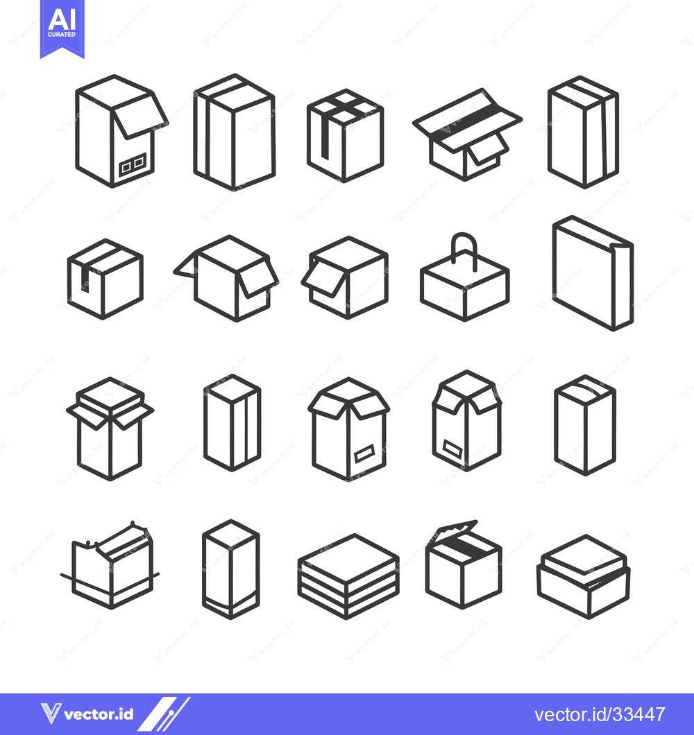 Premium Vector dari Collection of Isometric Box Line Icons