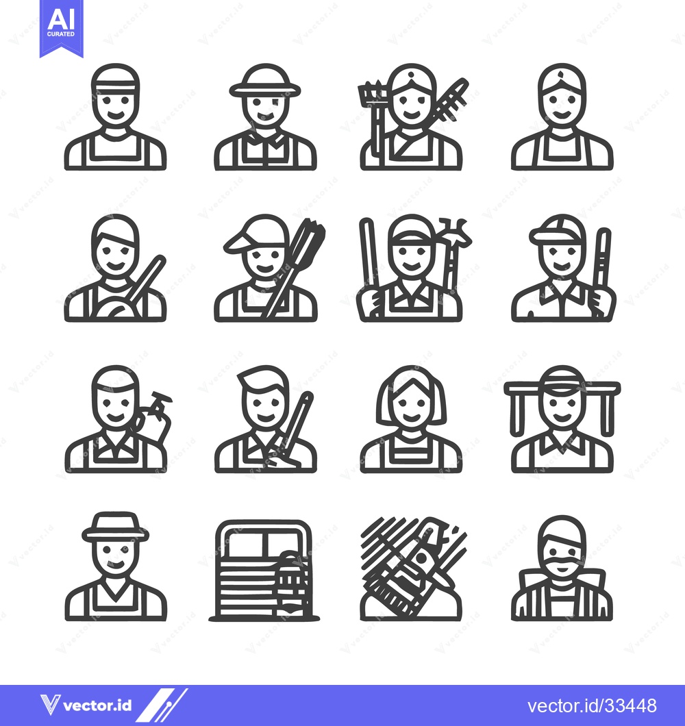 Premium Vector dari Diverse Professions - A Collection of Worker Icons.