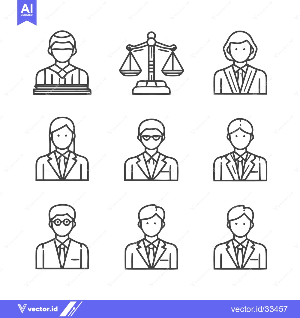 Premium Vector of Legal Professionals and Justice System Icons Set.