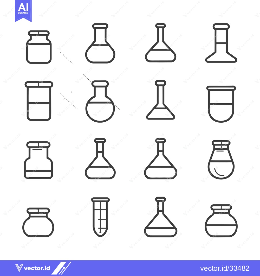 Premium Vector of Collection of Laboratory Glassware Icons in Outline Style