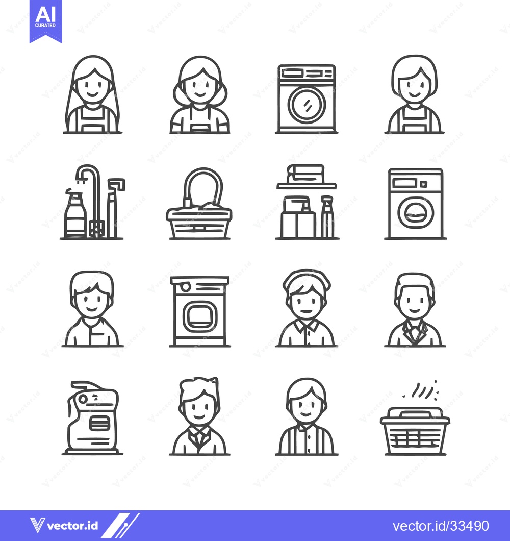 Premium Vector of Laundry and Cleaning Services - A Comprehensive Collection of Icons.