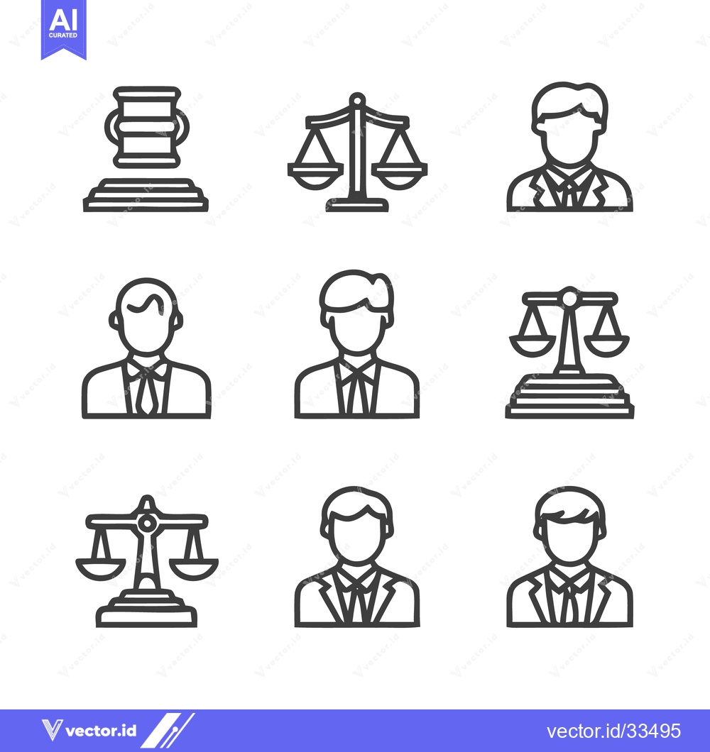 Premium Vector dari Legal Justice Icons - A Collection of Law and Order Symbols.