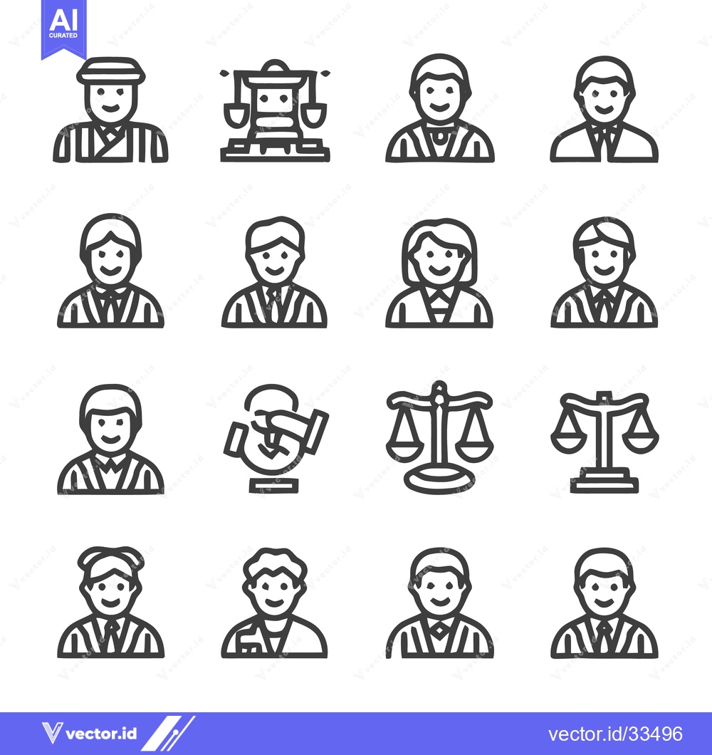 Premium Vector of Legal Professionals and Justice System Icons Set.