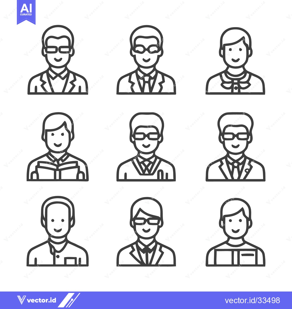 Premium Vector dari Nine diverse line art portraits of people, perfect for various design