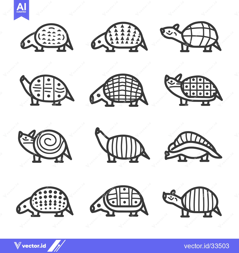 Premium Vector dari Collection of Line Art Armadillo Illustrations