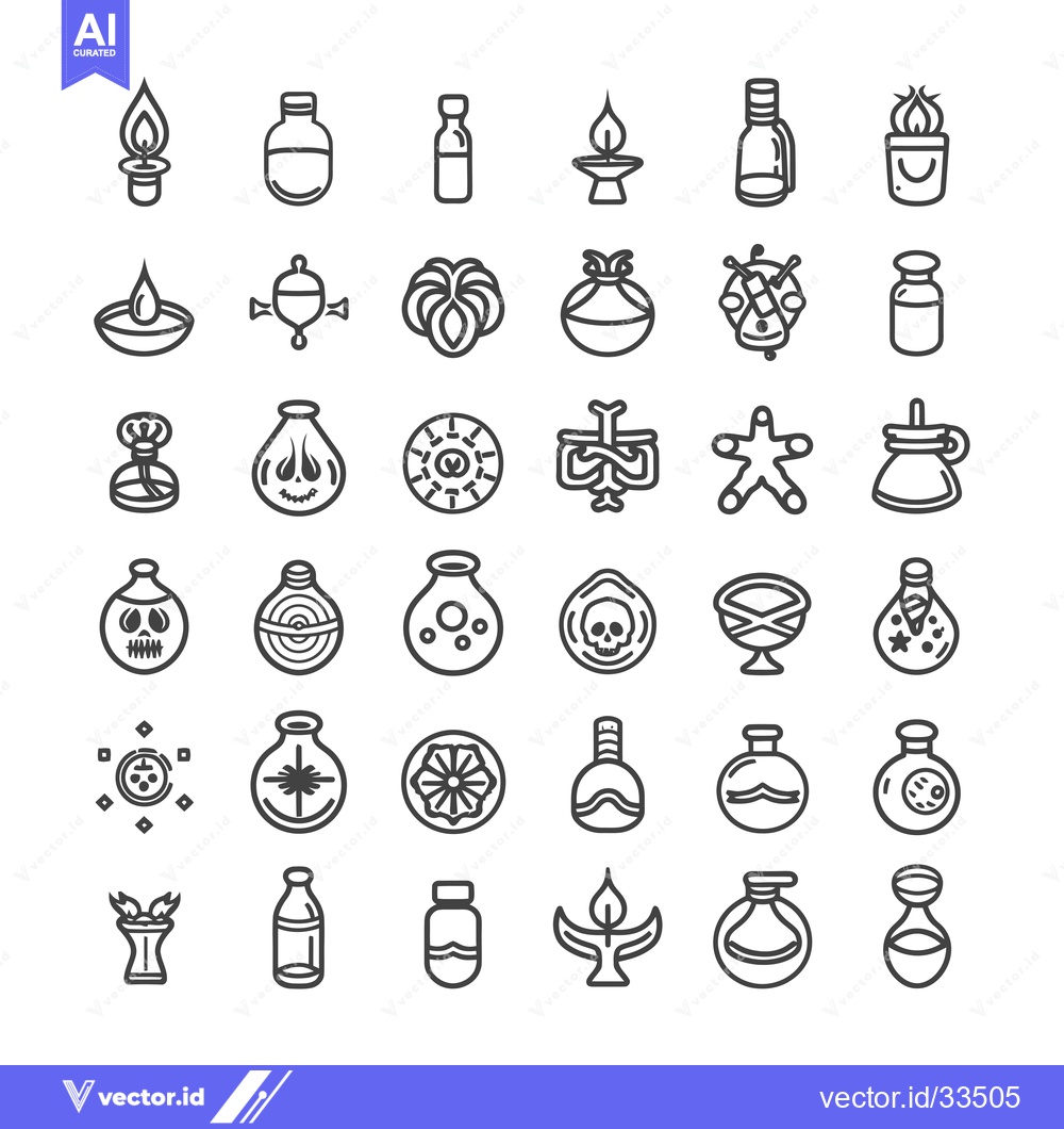 Premium Vector dari Collection of Line Art Bottle and Candle Icons