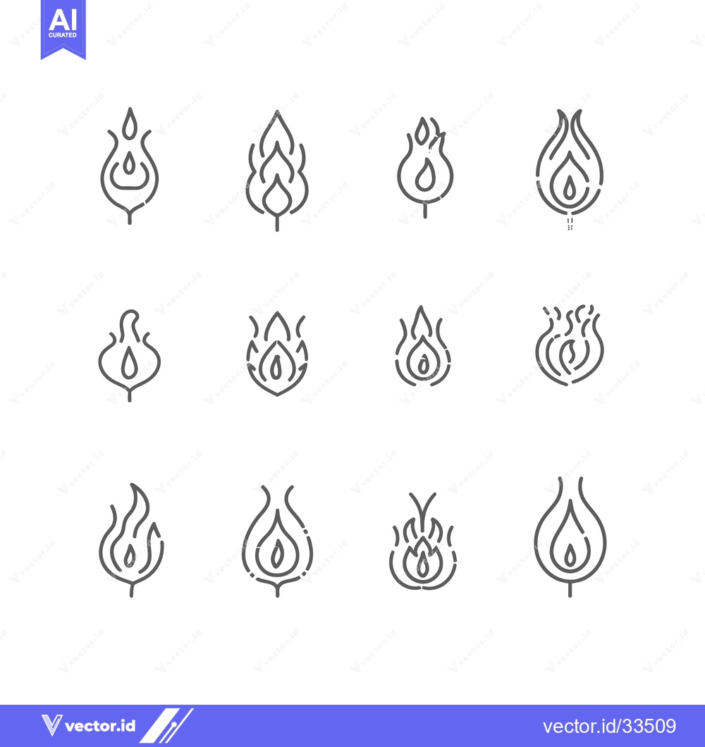 Premium Vector dari Collection of  Line Art Flame Icons