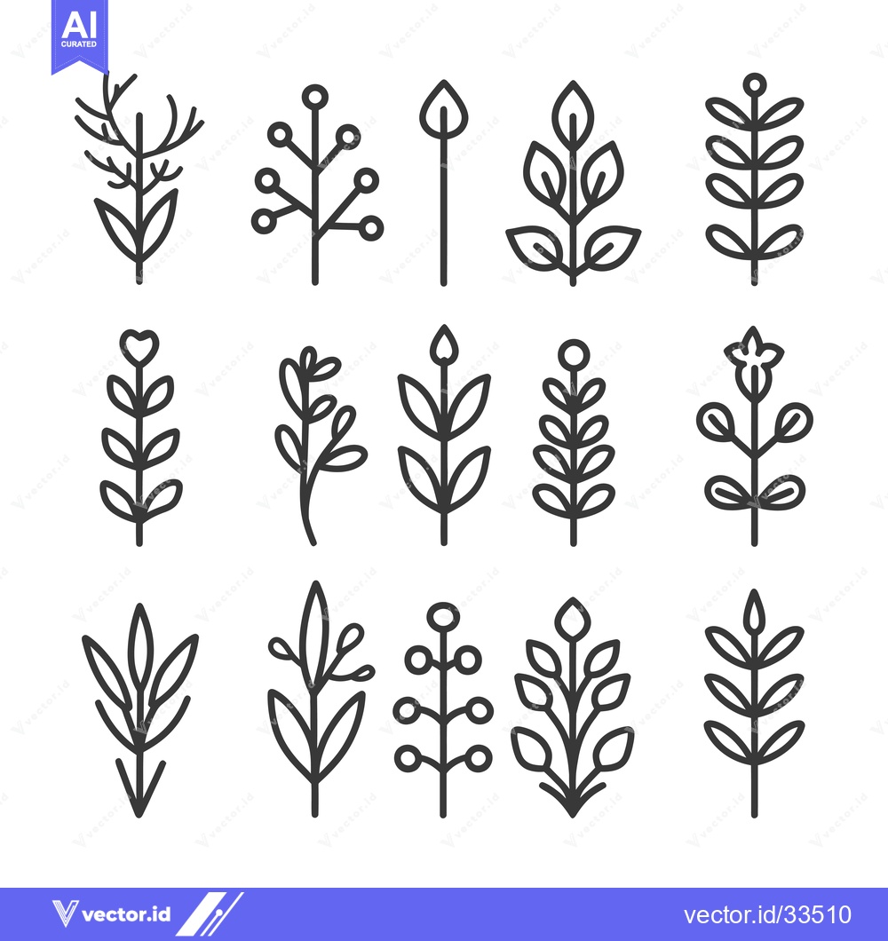 Premium Vector dari Collection of Line Art Floral Designs