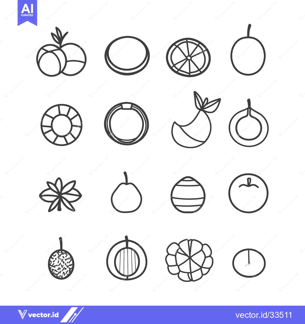 Premium Vector dari Collection of Line Art Fruit and Vegetable Icons