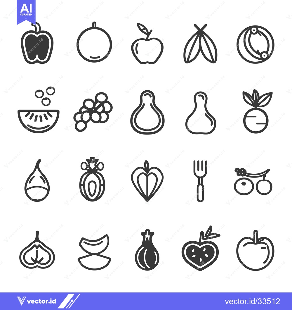 Premium Vector dari Collection of Line Art Fruit and Vegetable Icons