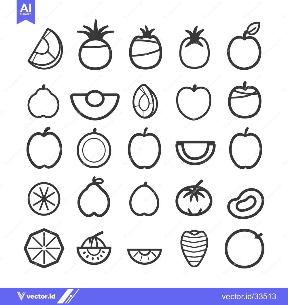 Premium Vector dari Collection of Line Art Fruit Icons