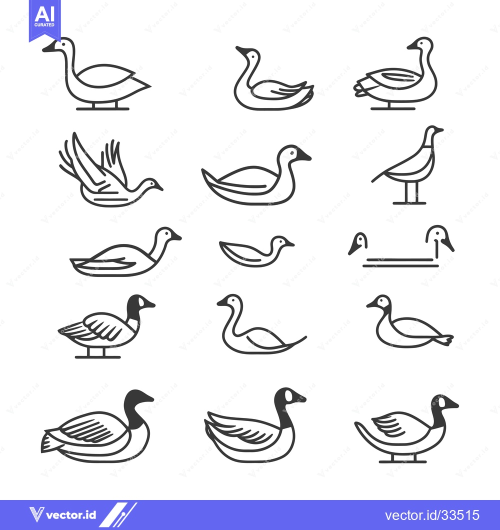 Premium Vector dari Collection of Line Art Goose and Duck Illustrations