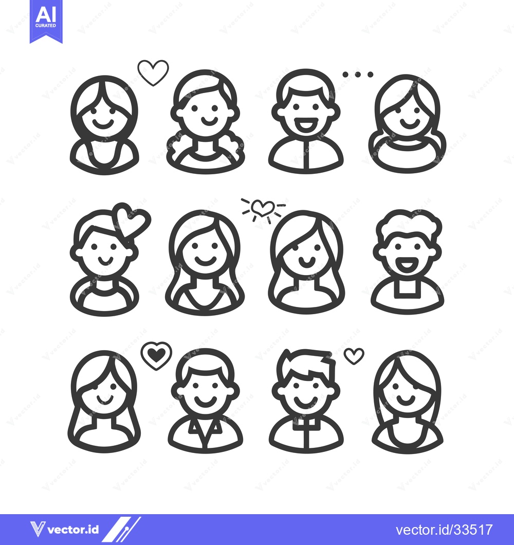 Premium Vector dari Collection of Line Art Icons Depicting Happy Couples
