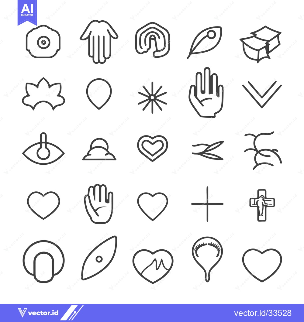 Premium Vector of Collection of Line Art Icons for Love, Nature, and Spirituality