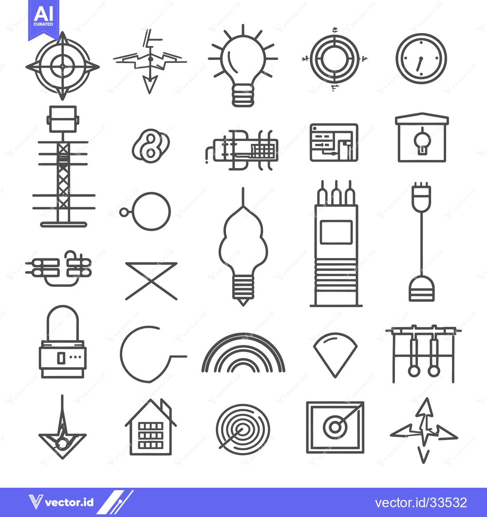 Premium Vector dari Collection of Line Art Icons Related to Electrical, Technology, and Na