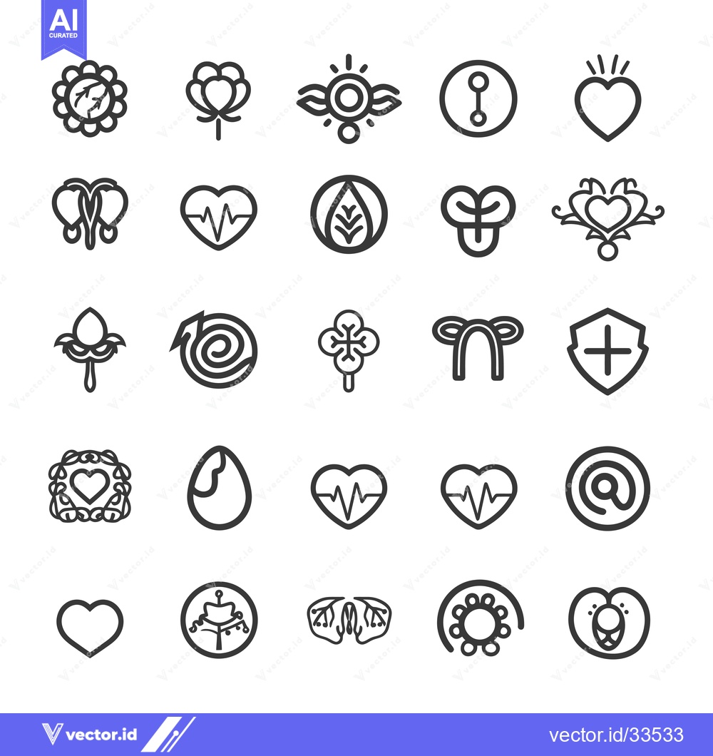 Premium Vector dari Collection of Line Art Icons Representing Various Symbols and Concepts